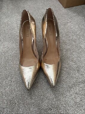 SCHUTZ Gold Metallic Pointed-Toe Pumps